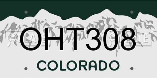 OHT308 Colorado License Plate