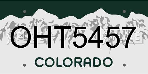 OHT5457 Colorado License Plate