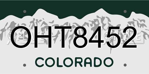 OHT8452 Colorado License Plate