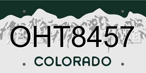 OHT8457 Colorado License Plate