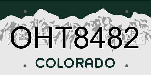 OHT8482 Colorado License Plate