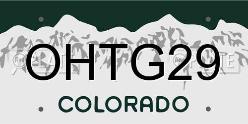 OHTG29 Colorado License Plate