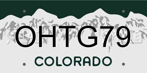 OHTG79 Colorado License Plate