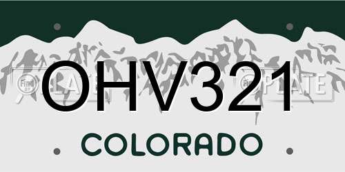 OHV321 Colorado License Plate