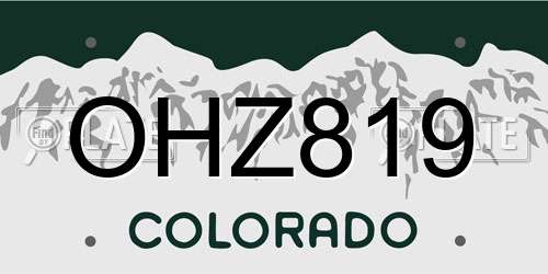 OHZ819 Colorado License Plate