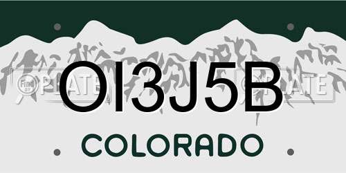 OI3J5B Colorado License Plate