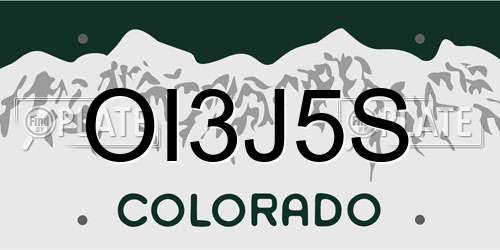 OI3J5S Colorado License Plate