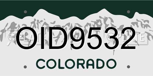 OID9532 Colorado License Plate