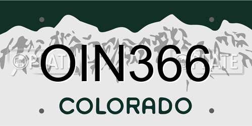 OIN366 Colorado License Plate