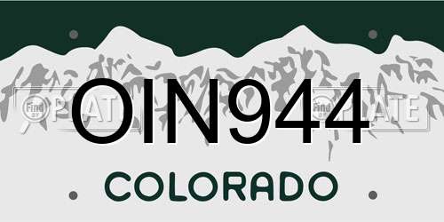 OIN944 Colorado License Plate