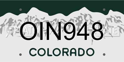 OIN948 Colorado License Plate