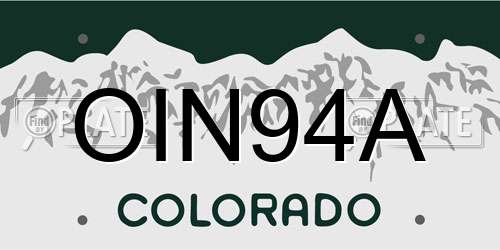 OIN94A Colorado License Plate