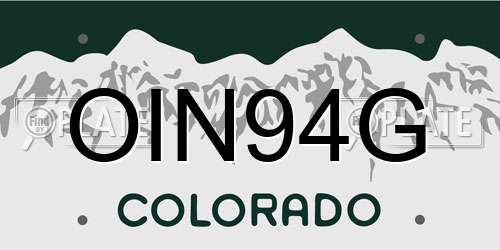 OIN94G Colorado License Plate