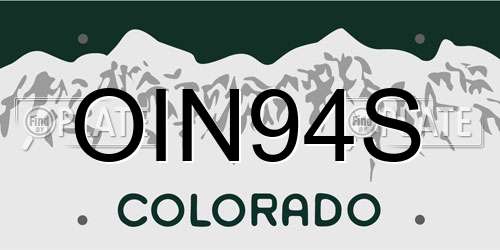 OIN94S Colorado License Plate