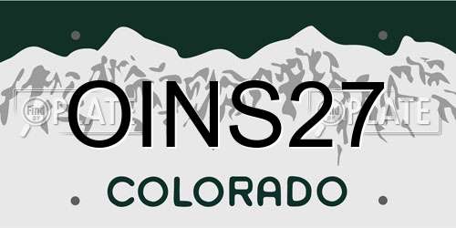 OINS27 Colorado License Plate