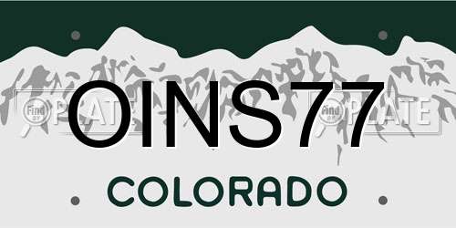 OINS77 Colorado License Plate
