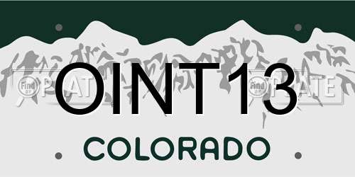 OINT13 Colorado License Plate