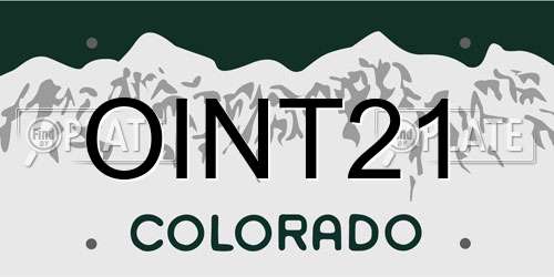 OINT21 Colorado License Plate