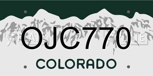 OJC770 Colorado License Plate