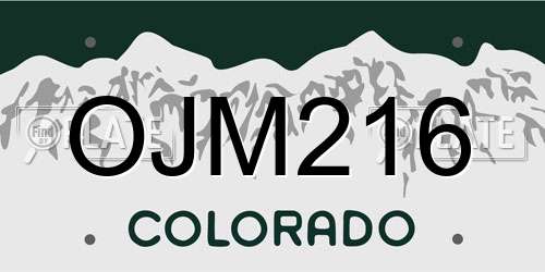 OJM216 Colorado License Plate