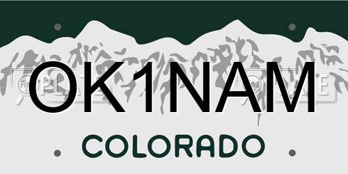 OK1NAM Colorado License Plate