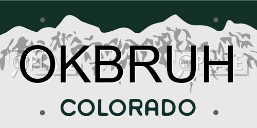 OKBRUH Colorado License Plate