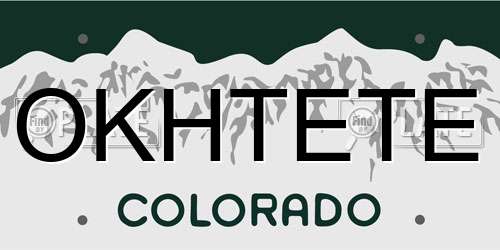 OKHTETE Colorado License Plate