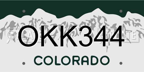 OKK344 Colorado License Plate