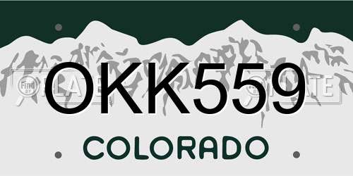OKK559 Colorado License Plate