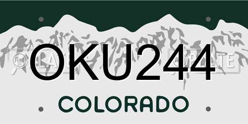 OKU244 Colorado License Plate