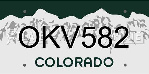 OKV582 Colorado License Plate