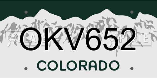 OKV652 Colorado License Plate