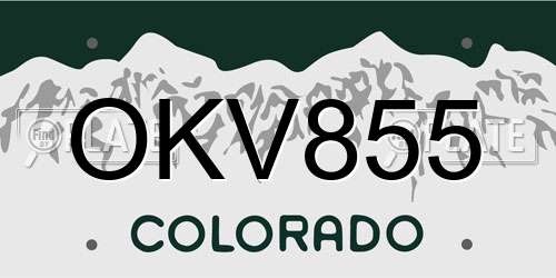OKV855 Colorado License Plate