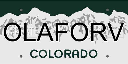 OLAFORV Colorado License Plate