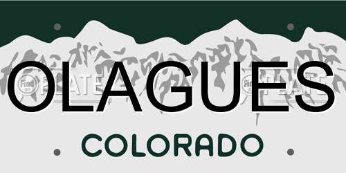OLAGUES Colorado License Plate