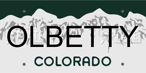 OLBETTY Colorado License Plate