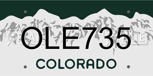 OLE735 Colorado License Plate