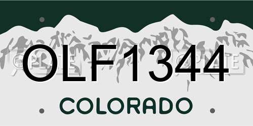 OLF1344 Colorado License Plate