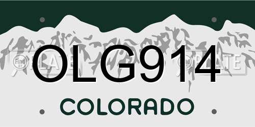 OLG914 Colorado License Plate