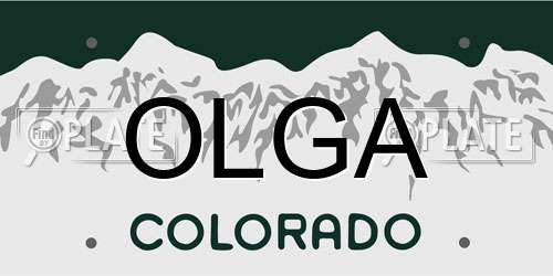OLGA Colorado License Plate