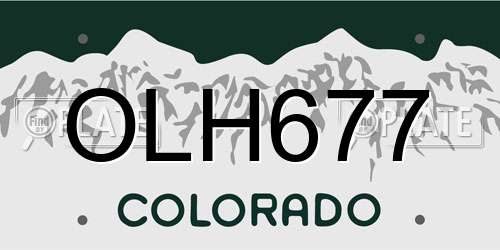 OLH677 Colorado License Plate