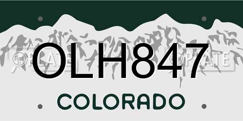OLH847 Colorado License Plate