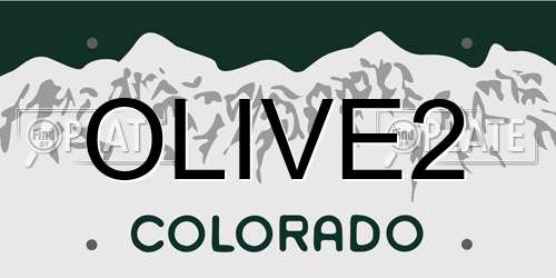 OLIVE2 Colorado License Plate