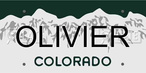 OLIVIER Colorado License Plate