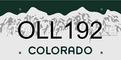 OLL192 Colorado License Plate