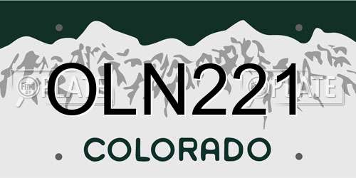 OLN221 Colorado License Plate