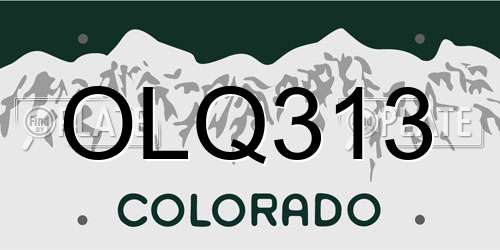 OLQ313 Colorado License Plate