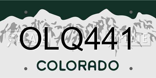 OLQ441 Colorado License Plate