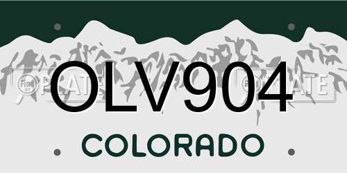 OLV904 Colorado License Plate