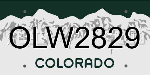 OLW2829 Colorado License Plate